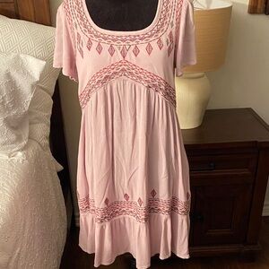 Knox Rose Light Pink Embroidered Mini Dress